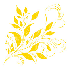 hand draw of beautiful floral ornament gold leaves. Contour Flower leaf. Floral Design Element vector