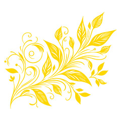 hand draw of beautiful floral ornament gold leaves. Contour Flower leaf. Floral Design Element vector