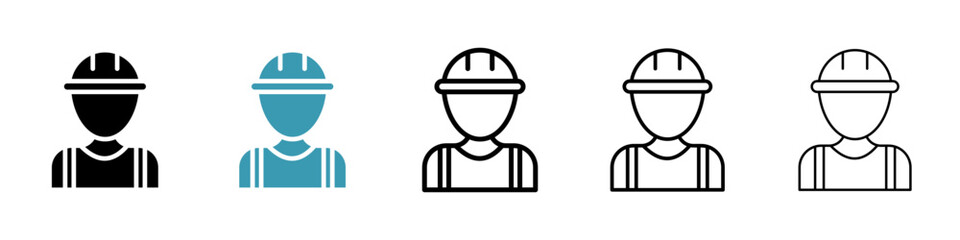 Construction Workforce vector icon set. Building Labor Safety Helmet vector symbol for UI design.