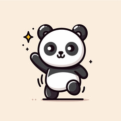 happy cute little panda child cartoon character mascot