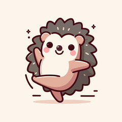 cute little hedgehog dancing cartoon character mascot