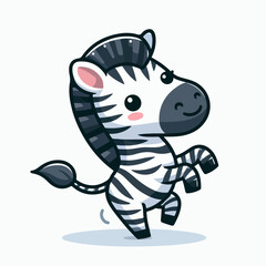 cute little zebra dancing cartoon character mascot