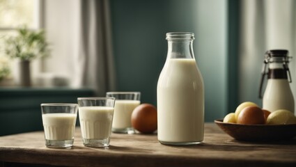 Fototapeta na wymiar milk in a glass bottle