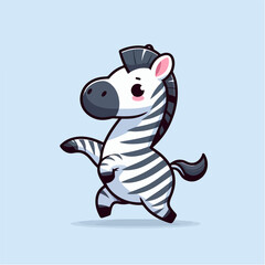 happy cute little zebra cartoon character mascot