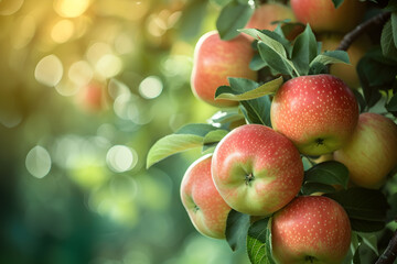 Obraz premium Farming concept - apples growing on bunch