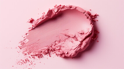 Fototapeta premium A Touch of Warmth: A Circular Cream Blush Swatch on a Light Red Background