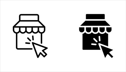 Shopping online, click and collect. Thin line icon set. vector illustration on white background