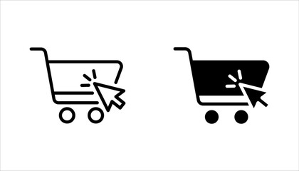 Shopping online, click and collect. Thin line icon set. vector illustration on white background