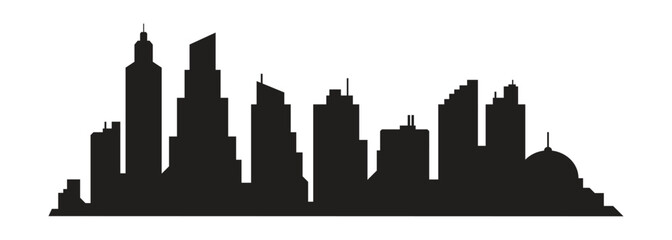 City silhouette landscape, Downtown landscape with high skyscrapers. Panorama architecture Goverment buildings, modern architecture panorama buildings, urban lifes, flat vector illustration.