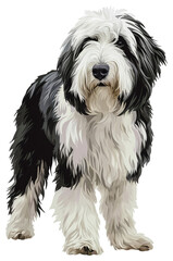 Old English Sheepdog dog, full body