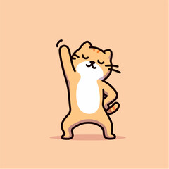cute dancing orange cat cartoon character mascot