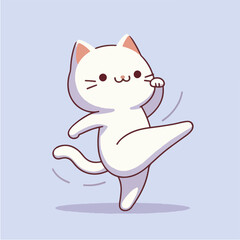 cartoon character mascot cute cat kicking pose