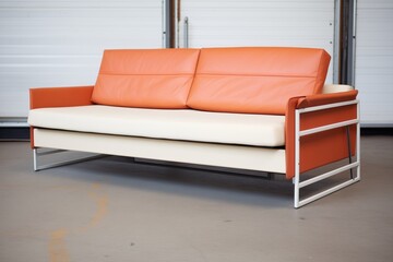 a stylish leather couch that converts into a bed