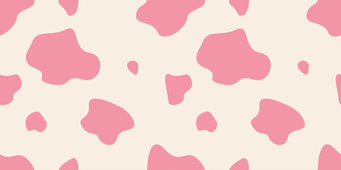 pink cow seamless pattern. vector illustration - obrazy, fototapety, plakaty