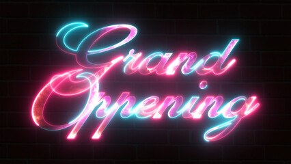 Neon glowing open hand drawn sign with alphabet. Indicating a store, shop, pub or restaurant is now open for business sign.