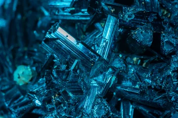 Poster Aquamarine crystal mineral stone. Gems. Mineral crystals in the natural environment. Texture of precious and semiprecious stones. shiny surface of precious stone © Vera