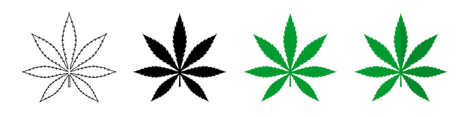 Cannabis vector icons. Marijuana leaf icons. Weed symbols. Cannabis Leafs - obrazy, fototapety, plakaty