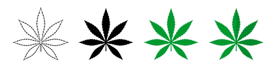 Fotobehang Cannabis vector icons. Marijuana leaf icons. Weed symbols. Cannabis Leafs © 11ua