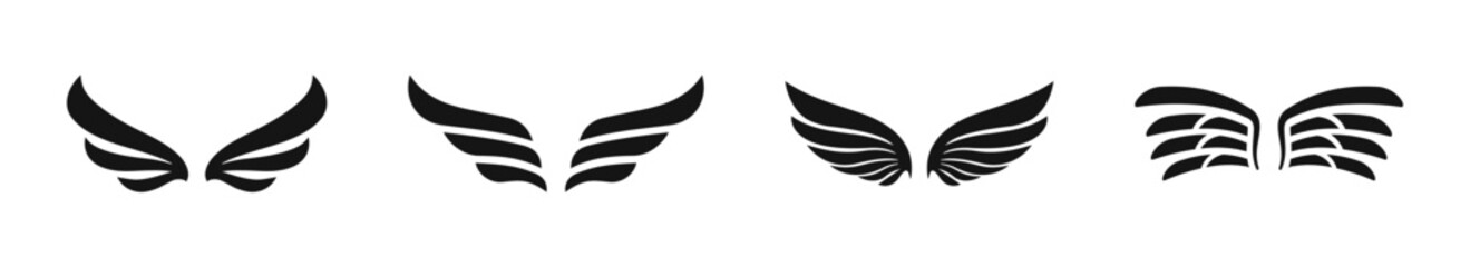 Vector wings. Wings icon set. Feather wings icons. - obrazy, fototapety, plakaty