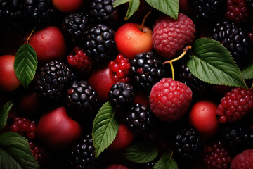 Fresh Raspberry and Berries: A Vibrant Symphony of Juicy, Ripe, and Sweet Summer Fruits on a Wholesome Organic Background