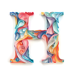 h alphabet as letter made of paper art