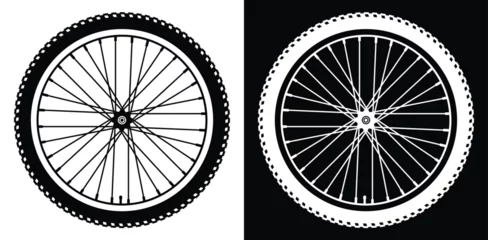Fotobehang Bicycle wheel on white and black background. Set of vector monochrome elements for design © 111chemodan111