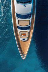 top view of a luxury modern yacht at sea