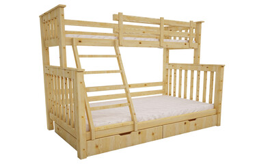 Wooden bunk bed isolated on transparent background