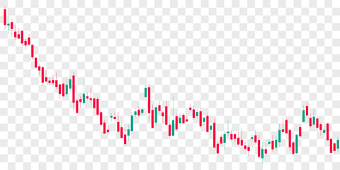 Trade of stock. Candlestick trading graph isolated on transparent background. Chart of forex with candle. Bullish point. Vector illustration of minimal concept trading cryptocurrency, investment trade