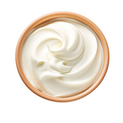 Mayonnaise sauce in bowl isolated on transparent background