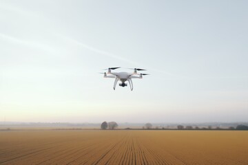 drone captured while hovering above an empty field