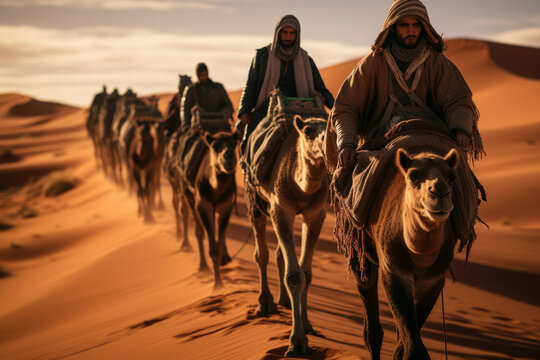 Dromedary desert africa sand sahara caravan travel tourism camel landscape morocco dune animal