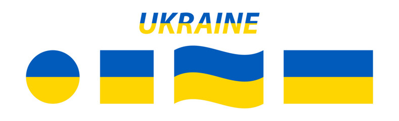 Set of flags of Ukraine. Vector and PNG on transparent background.