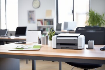 desktop printer in a modern office setting