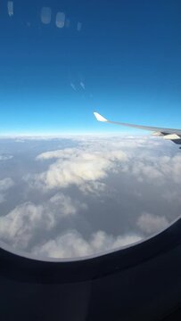 flight and the view of sky from window of airbus a340