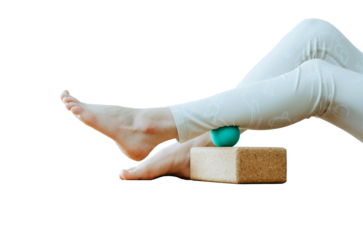 Isolated calf muscle on therapy ball and block