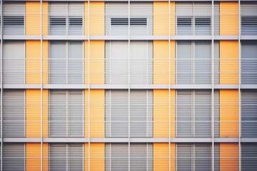 close shot of metallic grid on a skyscraper facade