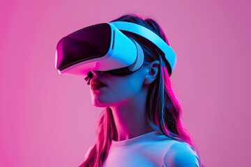 young woman wearing helmet to play online