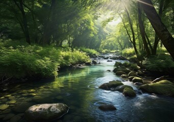 Obraz premium Serene Forest River Bend