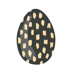 Easter black egg painted with golden spots. Vector isolated illustration