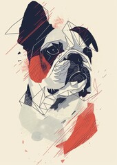 abstract T-shirt design featuring a dog face
