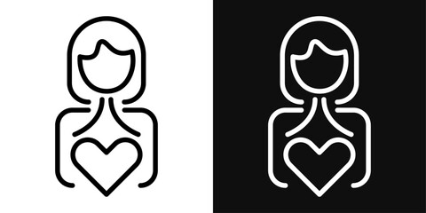 Woman in love icon set. Vector illustration