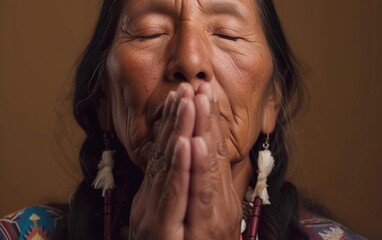 Native American Woman With Closed Eyes