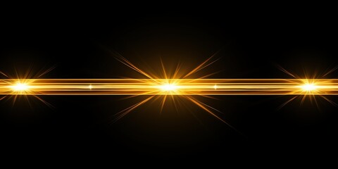 Gold line light glow with sparkle and flare shine. Horizontal golden neon streak effect isolated on transparent background. - obrazy, fototapety, plakaty