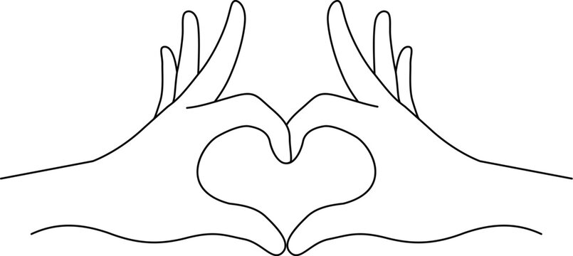 Naklejki I love you heart sign. Valentine day and expression to you. Message of love using hand gesture. Vector illustration.