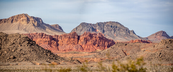 Valley of Fire Scenic Drive and winding roads in Nevada