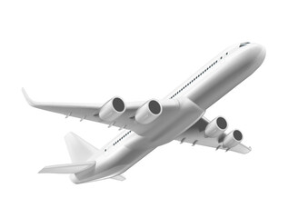 3D White Glossy Commercial Jet Airplane Take Off