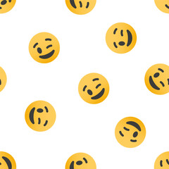 Seamless pattern with yellow winking faces