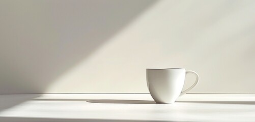 Empty white cup with a sleek square design against a minimalist backdrop.