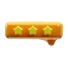 3d positive feedback bubble on white background. Trendy and modern vector icon customer review with golden stars. Concept of social network rating, best service satisfaction, positive user experience